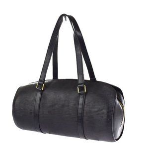 Vintage LOUIS VUITTON Soufflot Hand Bag Epi Leather Black Gold France